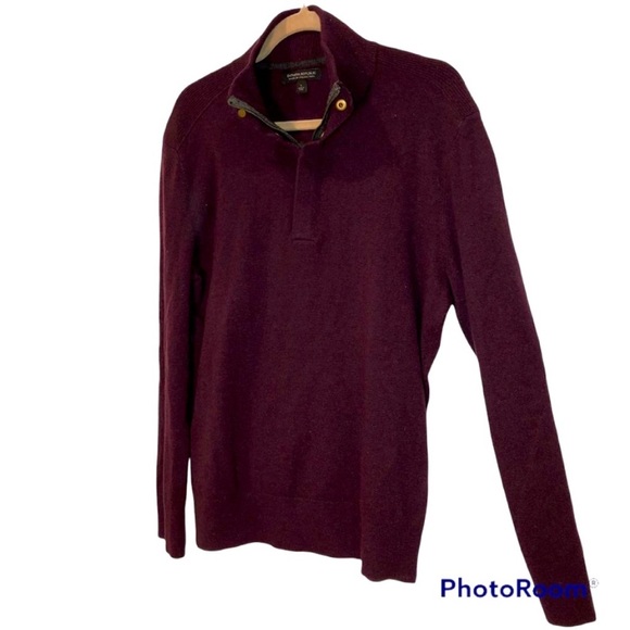 Banana Republic eggplant ITALIAN yarn half button sweater L - Picture 1 of 3